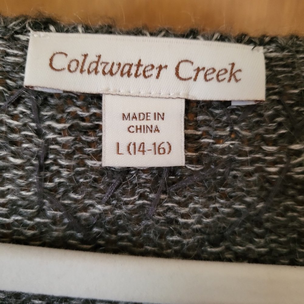 Coldwater Creek Large Gray 3/4 Sleeve Sweater with lovely bead work